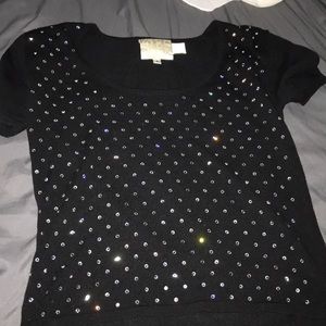 Black bejeweled top